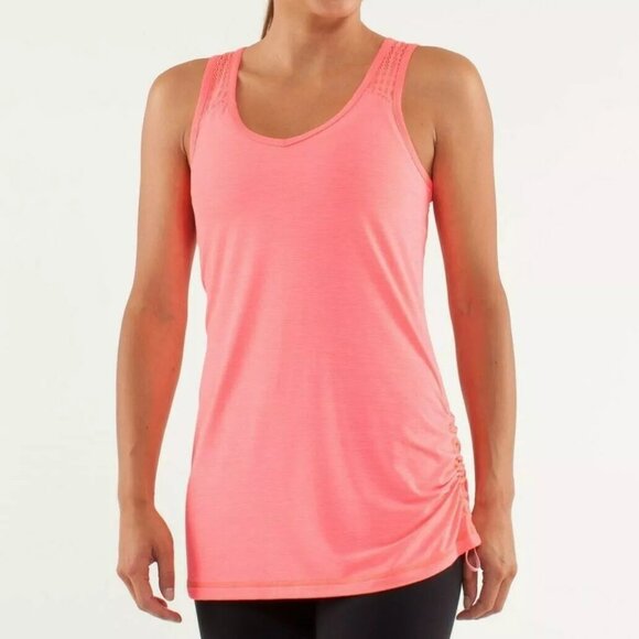 Lululemon Run Neon Pink Tie And Fly Mesh Tank Top size 8‎ - Picture 1 of 5